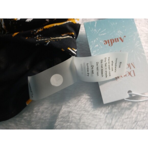 Andie x Demi Moore Monaco Swim Top Black White Gold Floral Size L NWT - Picture 4 of 6